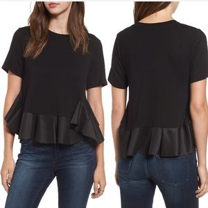 Nordstrom BP stretch cotton peplum top in black